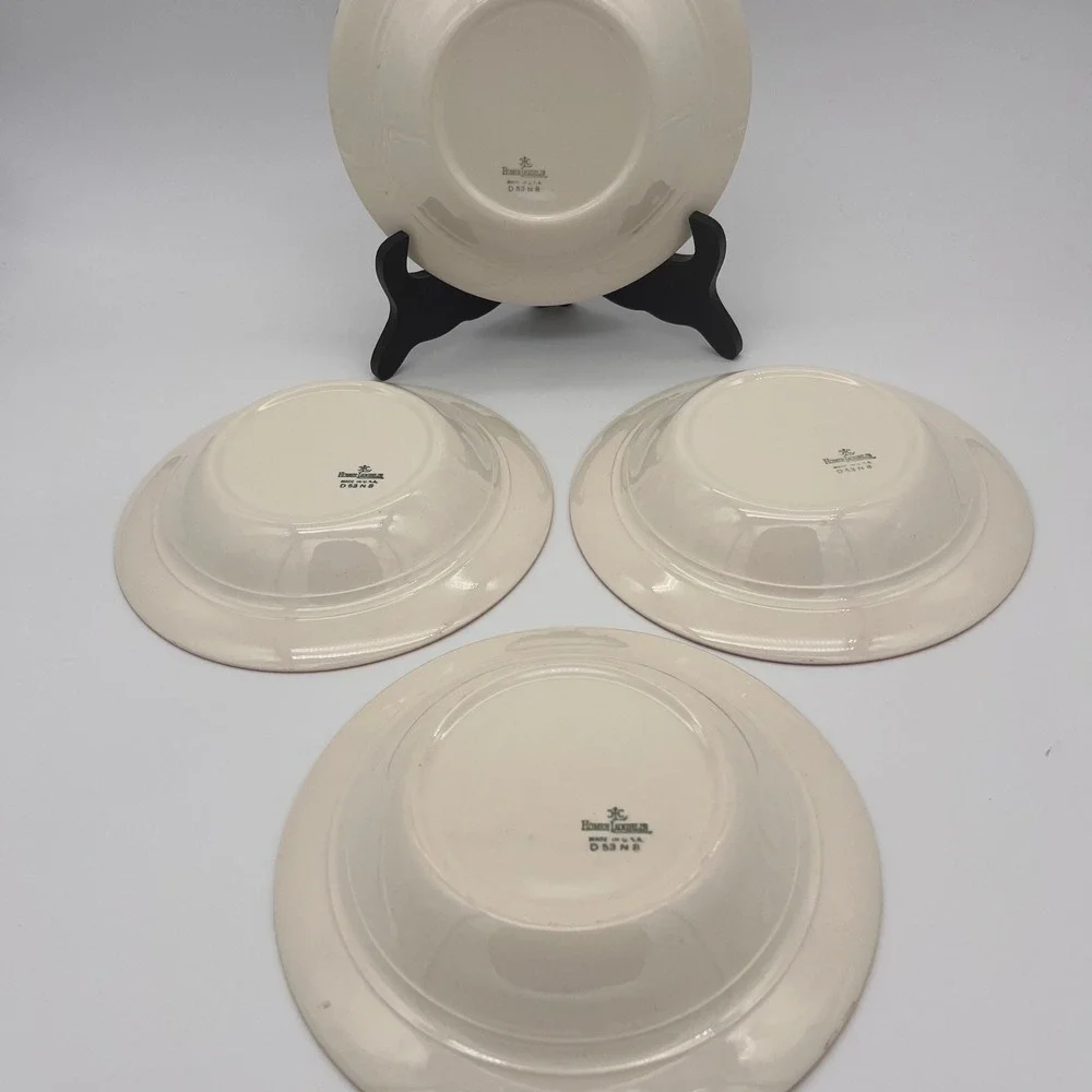 Homer Laughlin Lady Stratford Soup Bowl Set 4 Maroon Red Gold Rose Vintage